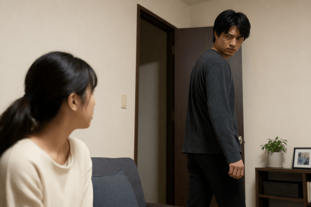 睨む