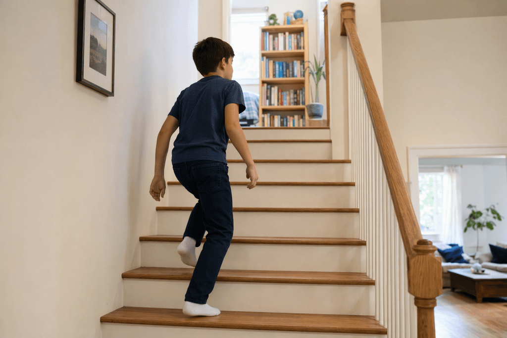 upstairs