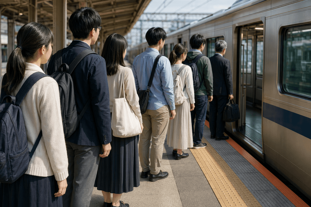 並ぶ