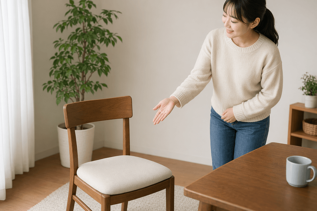 座る